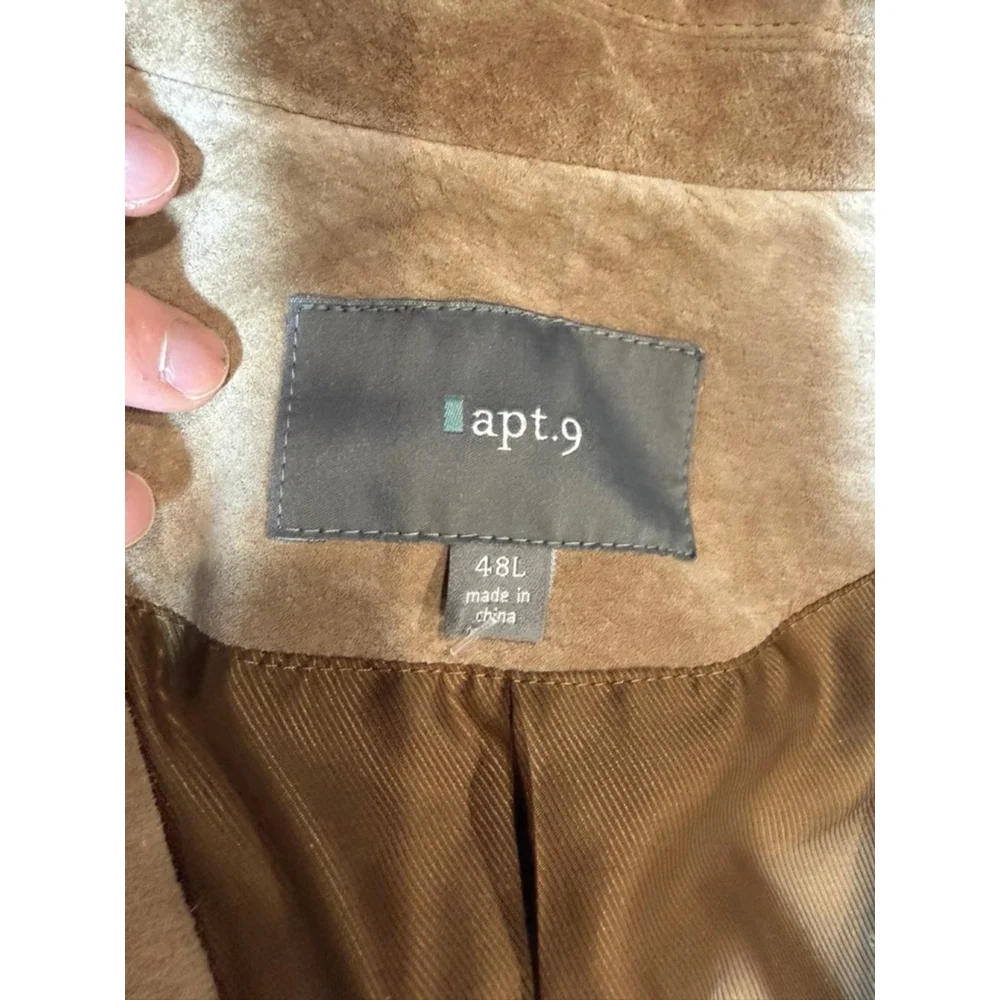 Apt 9 Suede Leather Blazer Jacket Brown 48 Long Western Classic Coat Mens